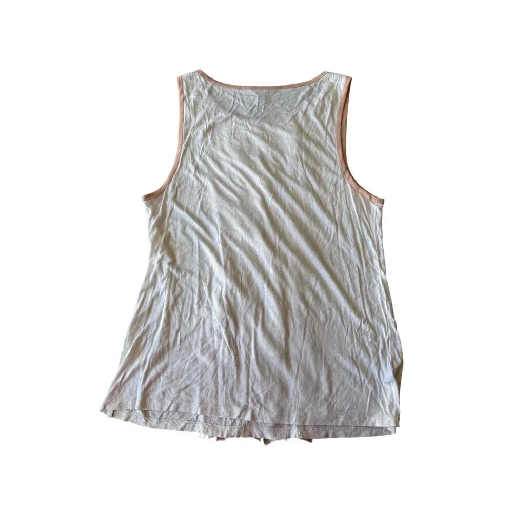 Ann Taylor Womens Sleeveless Ivory & Peach Blouse Size L Lightweight Polyester - Picture 2 of 5